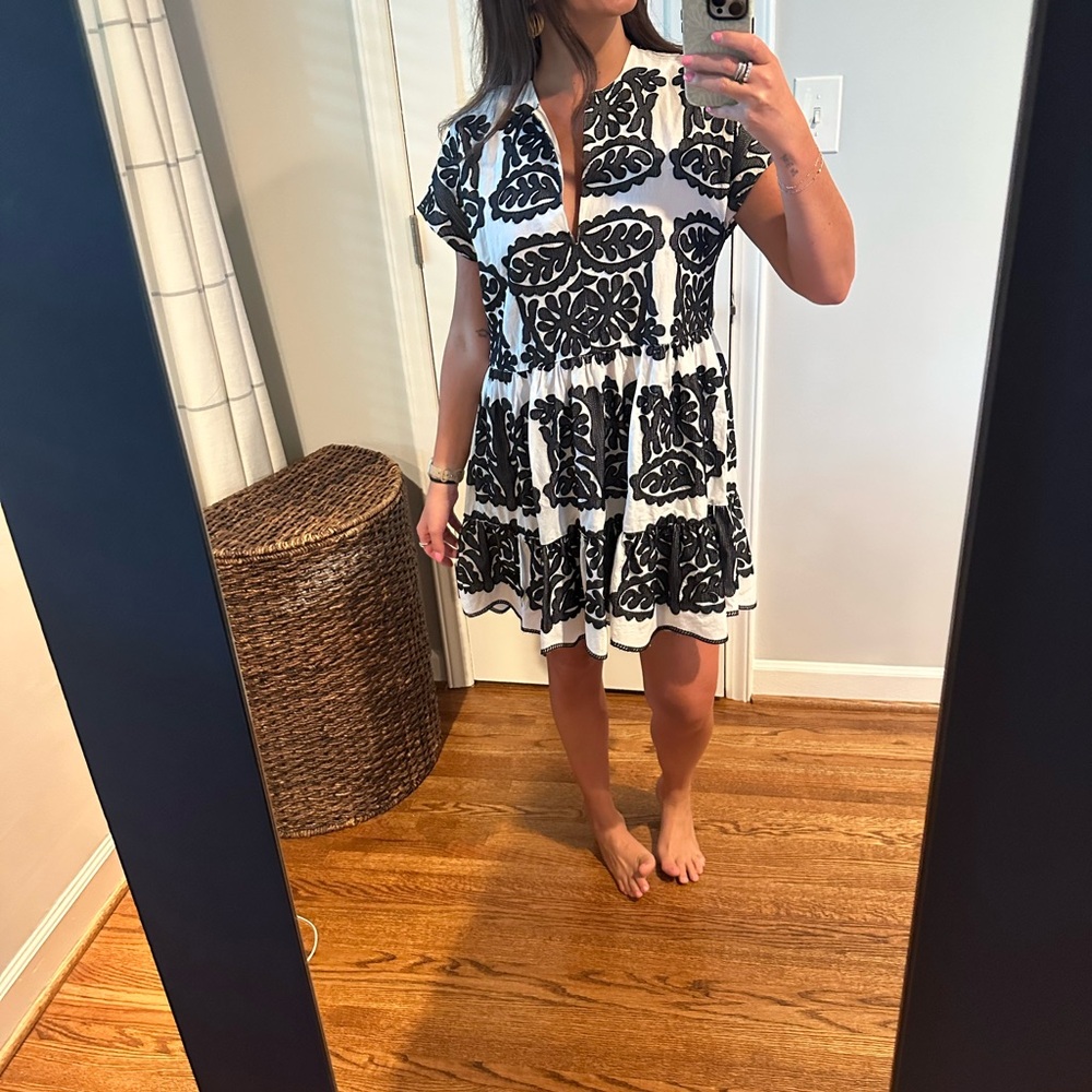Zara Black and White Patterned Mini Dress